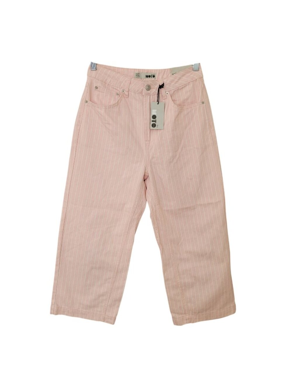 Topshop Moto Pink Pinstripe Cropped Jeans Womens W28 L30 NWT